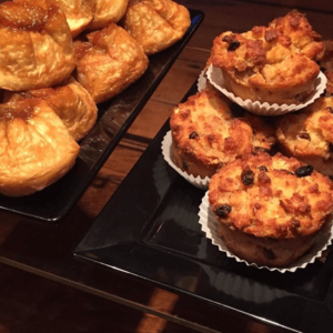 Sticky buns and Espresso Bread Pudding Muffins at Sunup Bakery in Killington, Vermont